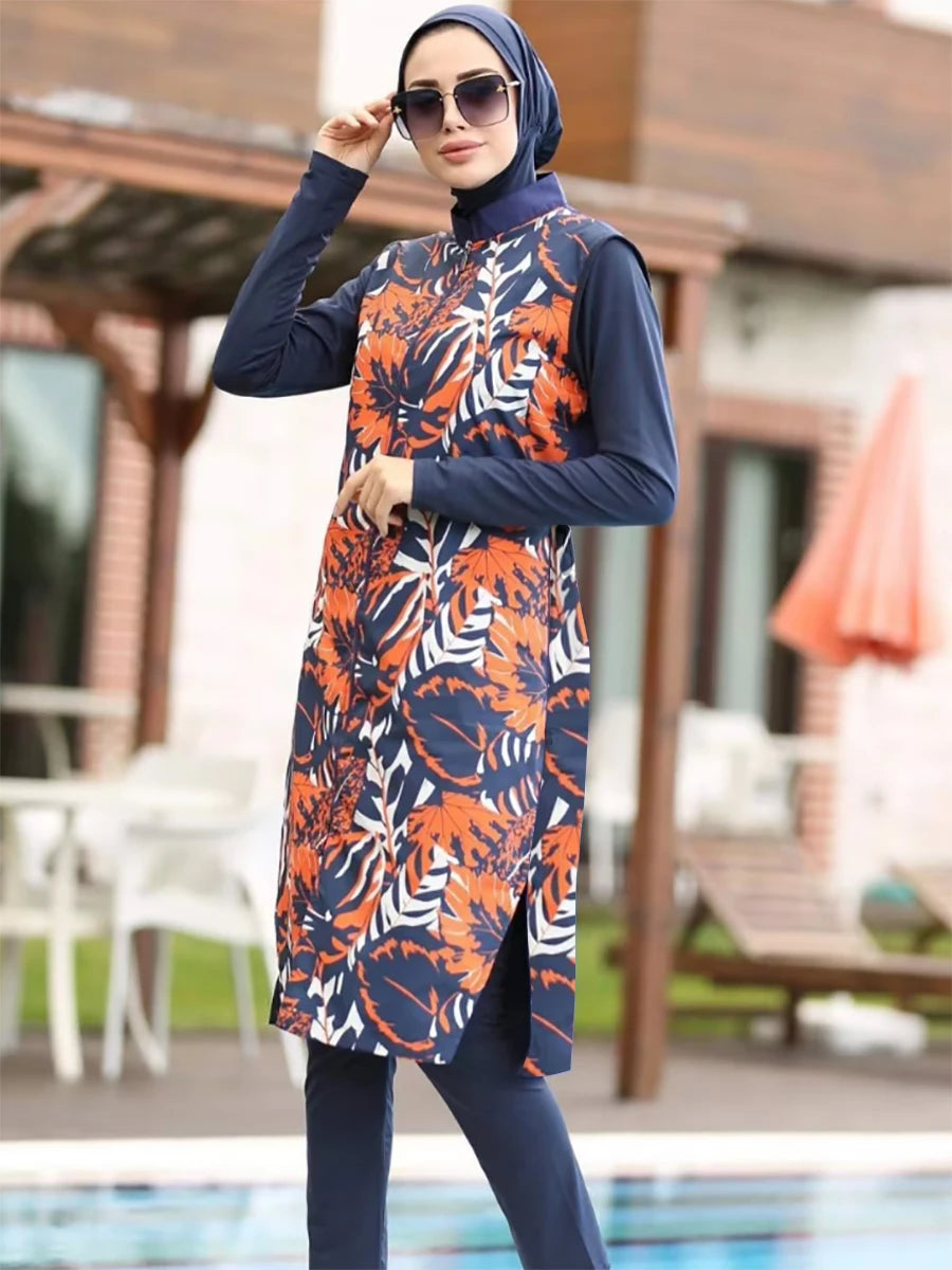 Burkini Femme 3 pièces/Set Hijab Haut Pantalons Waterproof